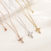 Simple Crown & Cross Pendant Choker Easter Necklace for Women & Men