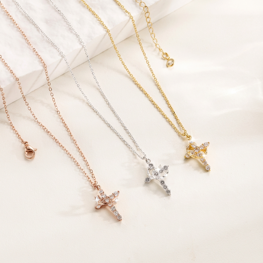 Simple Crown & Cross Pendant Choker Easter Necklace for Women & Men